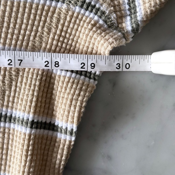 NWT Aerie OFFLINE Wow! Waffle Knit Long Sleeve Tee Med Soft Wheat Beige Stripe - Picture 9 of 11